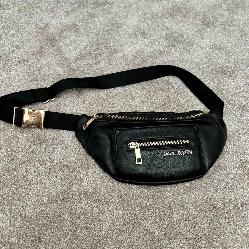 Fawn Design Black Waist Bag Unisex Crossbody Fanny Pack Medium